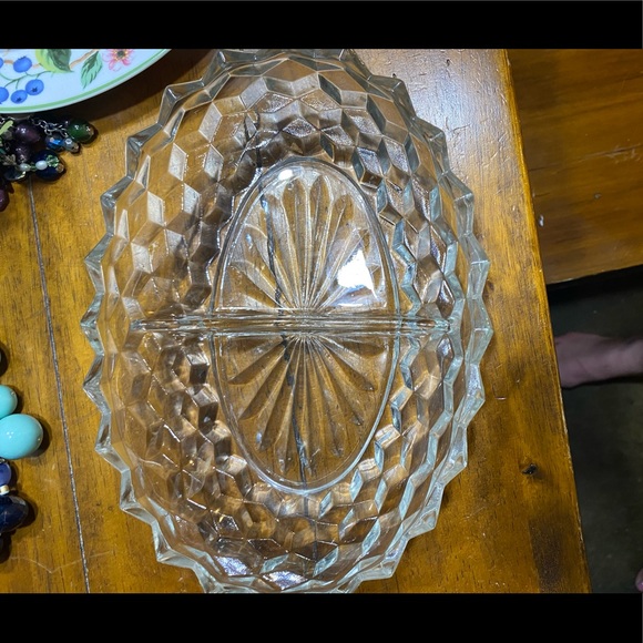 Vintage Fostoria American clear divided dish